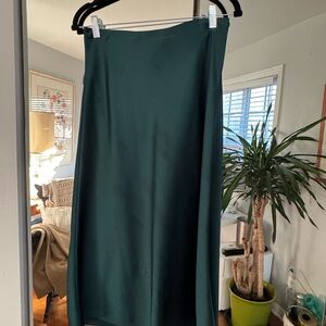J. Crew Dark Green Midi Silky Skirt